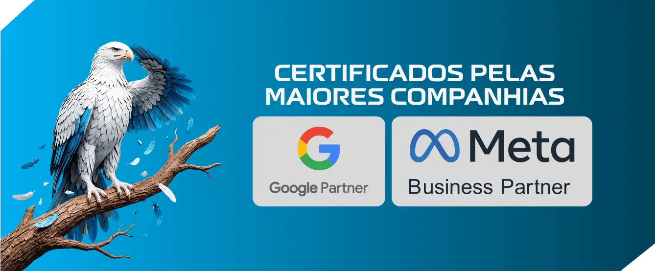 Certificados pelas maiores companhias: Google Partner e Meta Business Partner